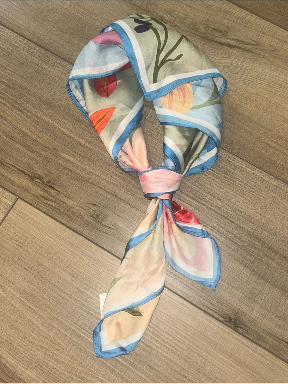 Floral Print Silky Scarf Vibrant Spring Summer Festival Garden 26 X 26 - Picture 1 of 7
